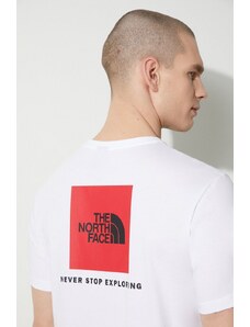 Bavlněné tričko The North Face M S/S Redbox Tee bílá barva, s potiskem, NF0A87NPFN41