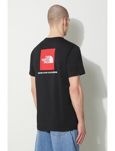 Bavlněné tričko The North Face M S/S Redbox Tee černá barva, s potiskem, NF0A87NPJK31