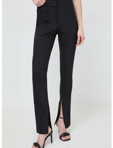 Kalhoty BOSS dámské, černá barva, přiléhavé, high waist, 50505972