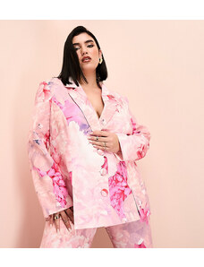 ASOS LUXE Curve co-ord suit blazer in pink floral print-Multi