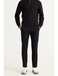 ALTINYILDIZ CLASSICS Men's Black Slim Fit Slim Fit Side Pockets Cotton Flexible Comfortable Dobby Pants