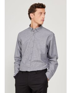 AC&Co / Altınyıldız Classics Men's Khaki Comfort Ft Comfy Cut Buttoned Collar Cotton Dobby Linen Shirt.