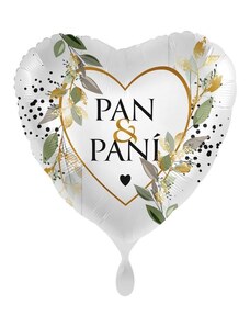 AMSCAN Balón foliový - srdce - Pan a Paní - svatba - 43 cm