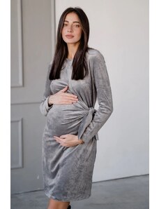 Elegantní těhotenské a kojící šaty 3v1 šedý melír