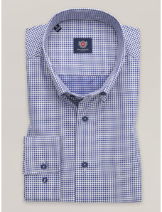 Willsoor Pánská modrá károvaná klasická košile s límečkem button-down 16237