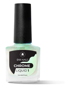 ENII NAILS Chrome Liquid 1 - Tekutý chromový prášek, světlý zelený aurora lesk 8 ml