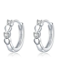 GRACE Silver Jewellery Stříbrné náušnice se zirkony Ziara - stříbro 925/1000, srdce