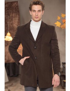 PLT8361 DEWBERRY SLIM FIT MEN'S COAT-PLAIN BROWN