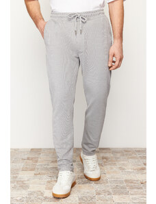 Trendyol Gray Jogger Fit Tie Waist Textured Trousers
