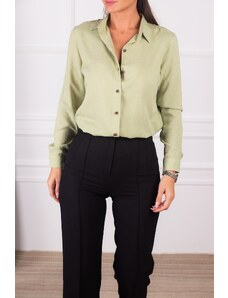 armonika Women's Light Green Patterned Long Sleeve Shirt