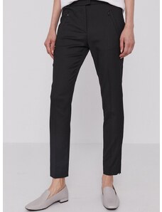 Kalhoty Boss dámské, černá barva, jednoduché, high waist