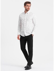 Ombre Men's SLIM FIT patterned cotton shirt - white