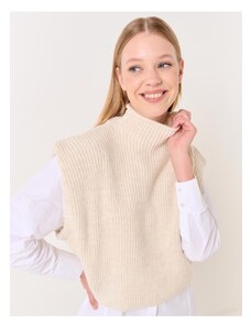 Jimmy Key Beige Turtleneck Sleeveless Short Knitwear Sweater