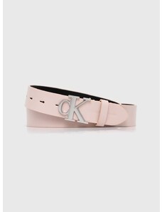 Kožený pásek Calvin Klein Jeans dámský, růžová barva, K60K611490