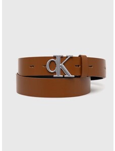 Kožený pásek Calvin Klein Jeans dámský, hnědá barva, K60K611490