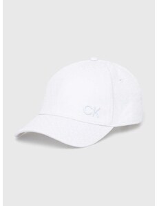 Bavlněná baseballová čepice Calvin Klein bílá barva, s aplikací, K60K611999