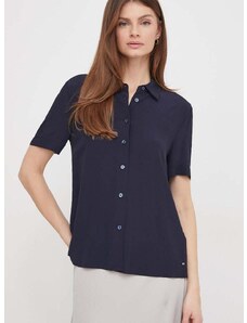 Košile Tommy Hilfiger dámská, tmavomodrá barva, regular, s klasickým límcem, WW0WW41831