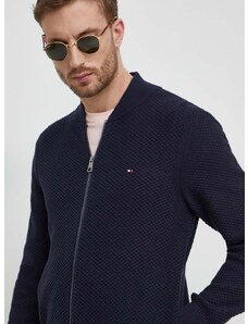 Bavlněný kardigan Tommy Hilfiger tmavomodrá barva