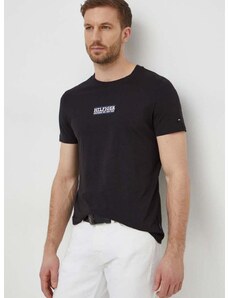 Bavlněné tričko Tommy Hilfiger černá barva, s potiskem