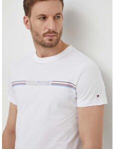 Bavlněné tričko Tommy Hilfiger bílá barva, s potiskem