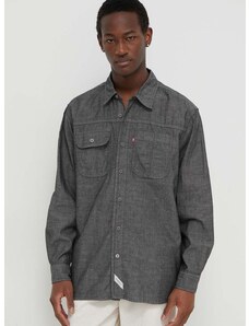 Džínová košile Levi's pánská, šedá barva, relaxed, s klasickým límcem