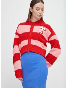 Kardigan Tommy Jeans dámský, červená barva, DW0DW17760