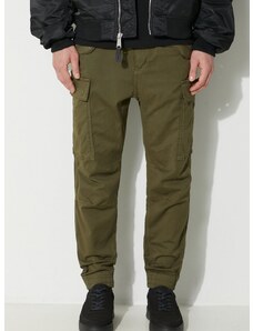 Bavlněné kalhoty Alpha Industries Airman Pant zelená barva, 188201.142