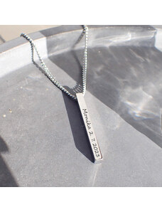 MIDORINI.CZ Pánský personalizovaný náhrdelník hranolek s vlastním textem, Chirurgická ocel