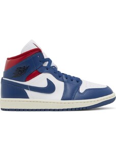 Nike Air Jordan 1 Mid French Blue Gym Red (W)