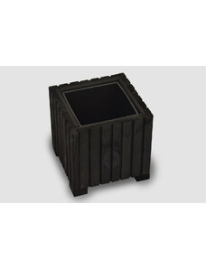 Čtvercový dřevěný truhlík s plastovou vložkou - černý, 25x25x25