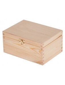 Dřevěná krabička s víkem a zapínáním - 22 x 16 x 10,5 cm, přírodní