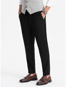 Ombre Clothing Pánské chino kalhoty s elastickým pasem - černé V4 OM-PACP-0157