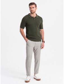 Ombre Clothing Pánské chino kalhoty s elastickým pasem - světle šedé V1 OM-PACP-0157