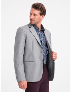 EDOTI Klasické pánské sako s kapsou na polštář - šedé V1 OM-BLZB-0115