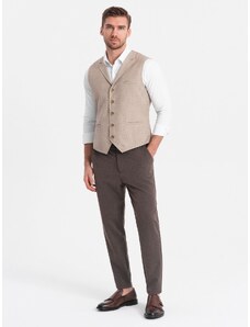 Ombre Clothing Pánské chino kalhoty s elastickým pasem SLIM FIT - čokoládové V2 OM-PACP-0158