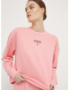 Mikina Tommy Jeans dámská, růžová barva, s potiskem, DW0DW17796