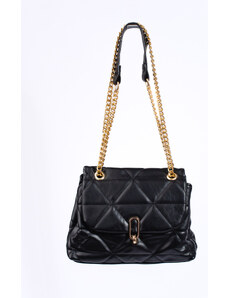 Shelvt Women's black handbag with gold chain