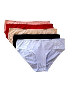 U.S.POLO ASSN klasické slipové kalhotky s vyšším bokem 67002 5PACK bílá, černá, tělová, růžová, červená