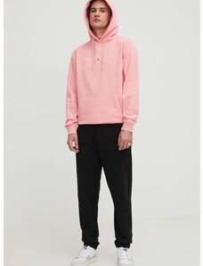 Mikina Tommy Jeans pánská, růžová barva, s kapucí, s aplikací
