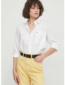 Bavlněná košile Tommy Hilfiger bílá barva, relaxed, s klasickým límcem