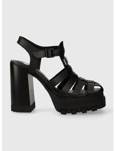 Kožené sandály Tommy Jeans TJW HEEL FISHERMAN SANDAL černá barva, EN0EN02458