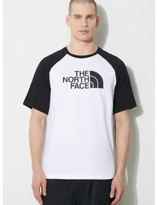 Bavlněné tričko The North Face M S/S Raglan Easy Tee bílá barva, s potiskem, NF0A87N7FN41