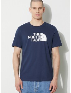 Bavlněné tričko The North Face M S/S Easy Tee tmavomodrá barva, s potiskem, NF0A87N58K21