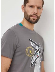 Bavlněné tričko Desigual MATEO šedá barva, s potiskem, 24SMTK25