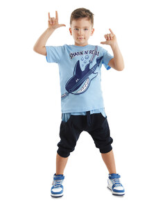 Denokids Shark'n Roll Boys T-shirt Capri Shorts Set