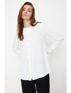 Trendyol White Ruffle Collar Crepe Stylish Woven Shirt