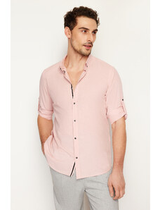 Trendyol Light Pink Slim Fit Button Collar Epaulets 100% Cotton Shirt