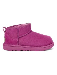 Dětské semišové sněhule UGG KIDS CLASSIC ULTRA MINI fialová barva