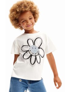 Dětské bavlněné tričko Desigual bílá barva