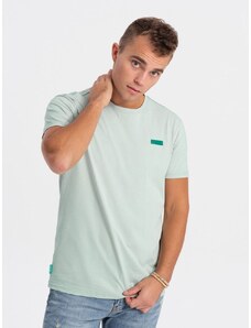 Ombre Clothing Jedinečné mátové bavlněné tričko s nášivkou V4 TSCT-0151